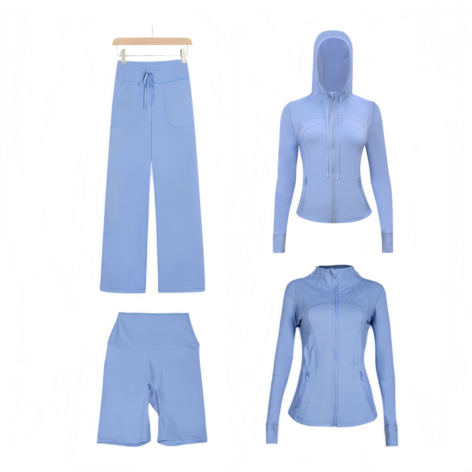 Women's Clothing Women's Slim Fit Sports Jacket Hooded Jacket Straight Leg Pants Five Piece Set Sportswear For Formal & Casual_ecoleips.com