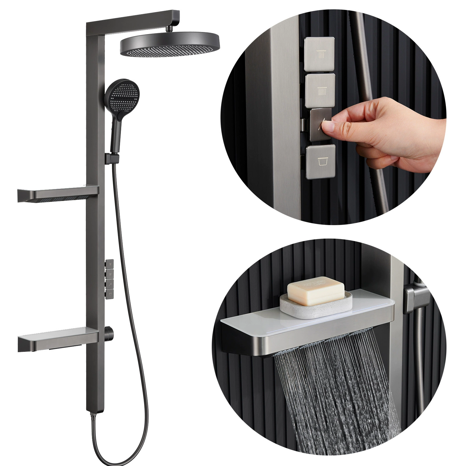 HIDEEP душевая комната с ярким пистолетом серый цифровой душ душевой набор оптовая продажа современного и простого типа