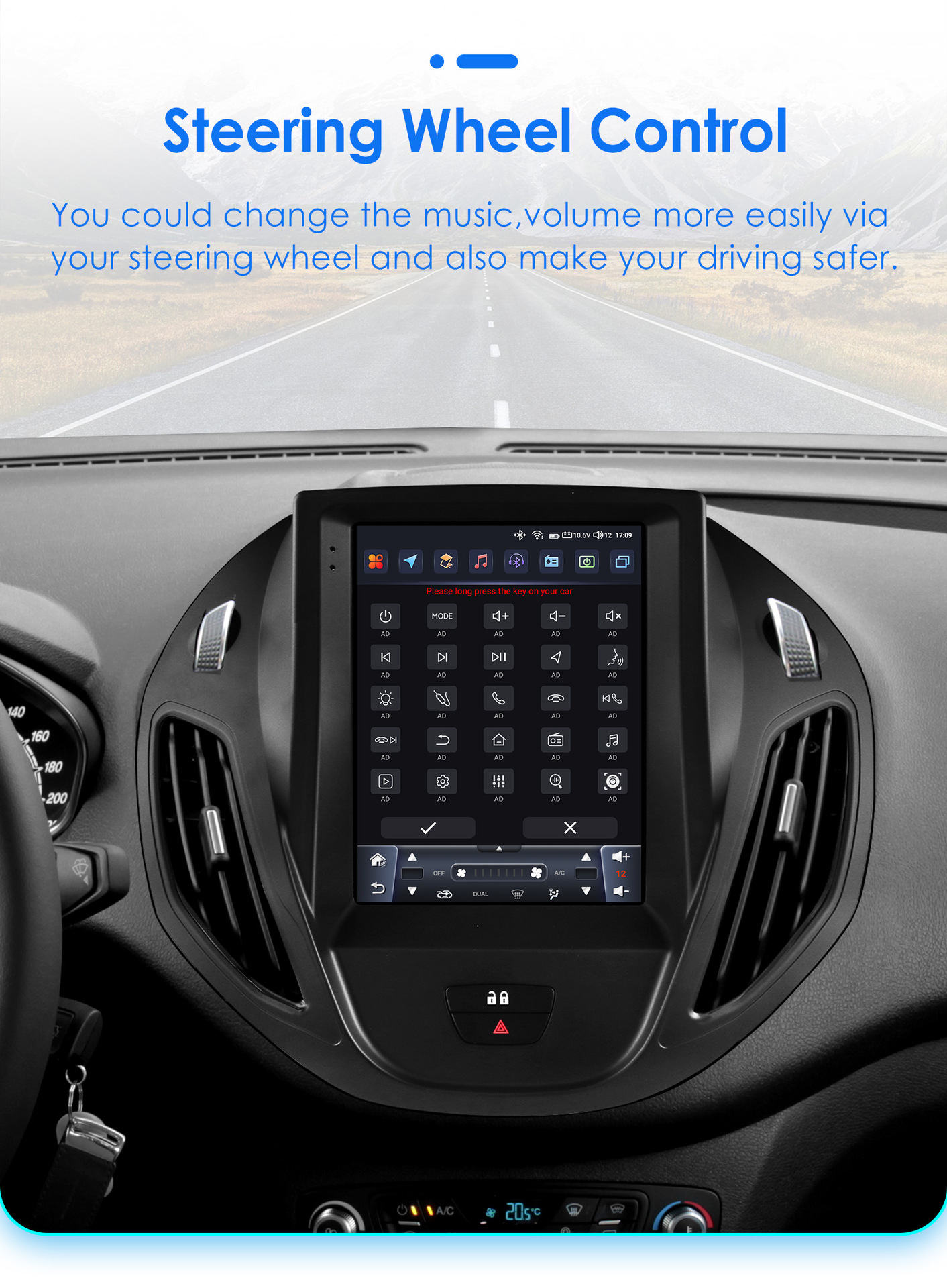 Suitable for 13-21 Models of Ford Tourneo, Vertical Screen Android 9.7inch Car Gps Navigation