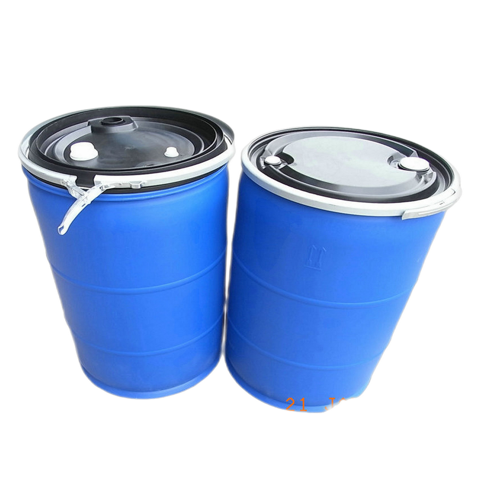 200L升圆形双环美式法兰塑料桶200KG公斤铁箍大小口化工包装桶