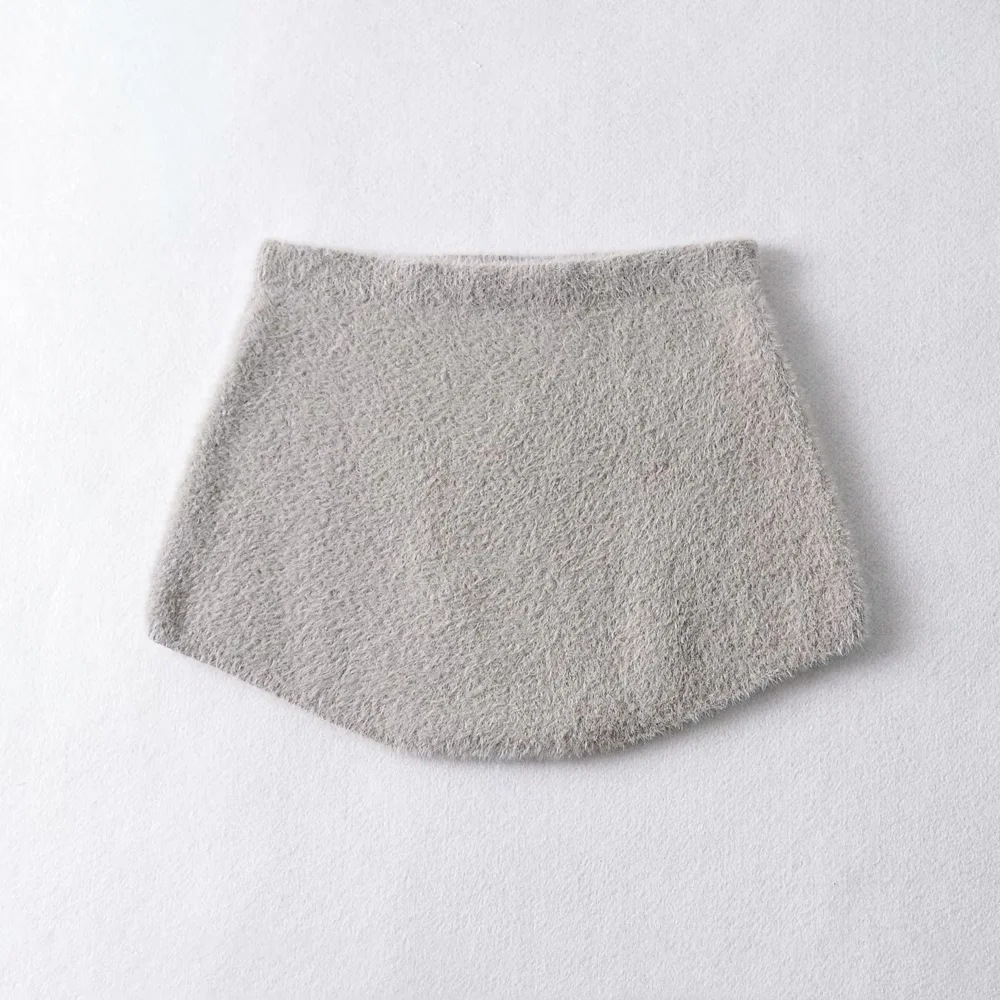 high waist solid color woolen knitted shorts NSHS46970