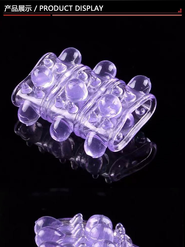 12 Dragon Balls Textured Ring Set with Spiked Stimulation Beads, TPE, Blue — detail image 3