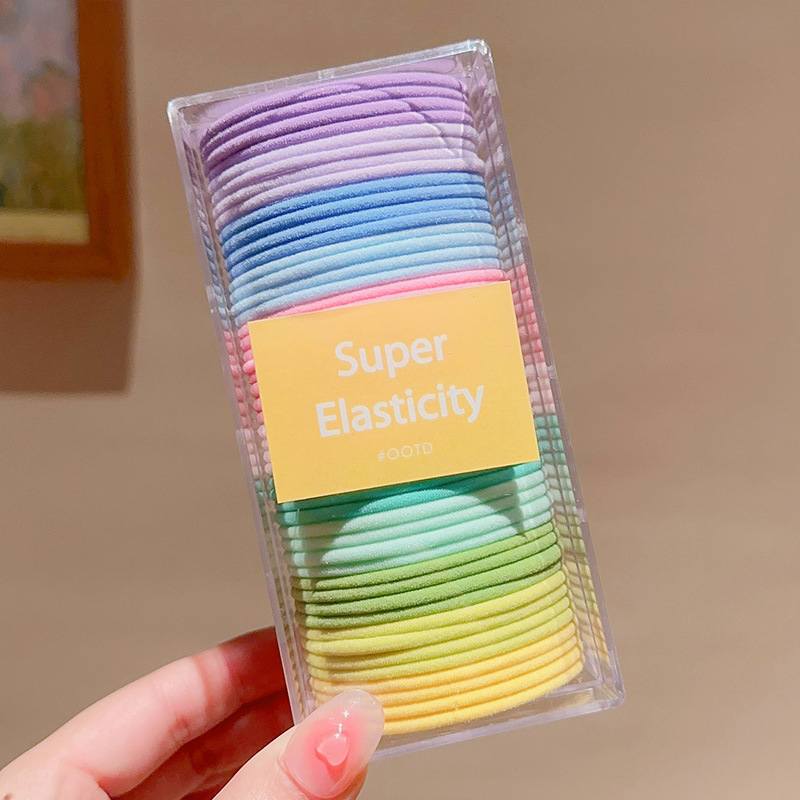 Alta banda de goma elástica banda de pelo cuerda de pelo no duele lazo de pelo alta Cola de Caballo lazo de pelo duradero en caja cuerda de pelo de color coreano