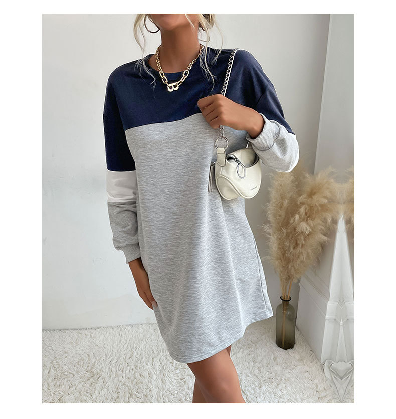Autumn Women Wear Long Sleeve Color Matching Sweater Dress