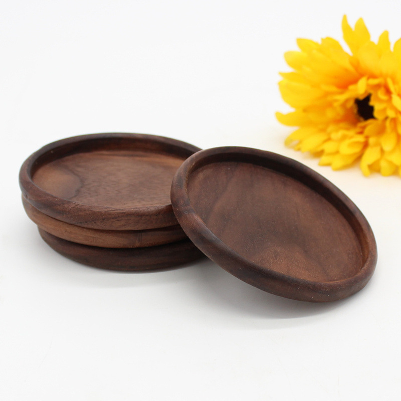 10cm de diámetro Walnut Round Groove Cup Pad