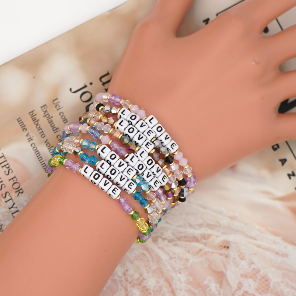 Ethnic Style Crystal Letter Acrylic Bracelet  Wholesale display picture 2
