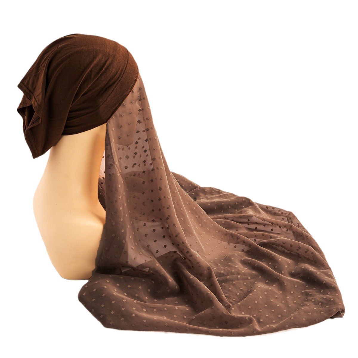 Waarm verkafen eenzeg Faarf Kugelröhrehutt integréiert praktesch Schal nei Moud Chiffon Kostüm laang Schal Fraen Grousshandel_voghion.com