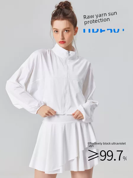 Cross-Border Spring and Summer Sun Protection Clothing, Ice-Feel Anti-Uv Quick-Drying Sportswear, Fitness Tops, Stand-Up Collar, Zipper, Long Sleeves