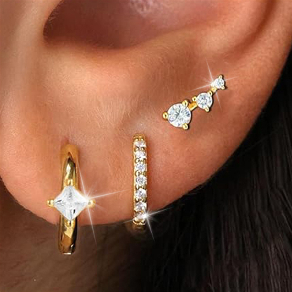 5g Weight 925 Sterling Silver Ear Needle Material December Birthstone Turquoise, Zircon Inlay Material Earrings Classification 3 Pieces Set Quantity Holiday, Daily Occasion 925 Sterling Silver Material Geometric Pattern Women's Gender Plating, Inlay Design Simple Style Style 3 Pieces Set 925 Sterling Silver Turquoise Zircon Geometric Earrings 35