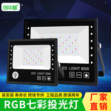 亚马逊爆款RGB七彩投光灯遥控 LED泛光灯 30W/60W户外室外泛光灯