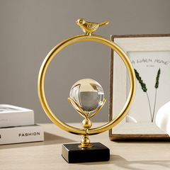 Wholesale European light luxury crystal ball metal crafts ornaments living room wine cabinet decorations office desktop decorations