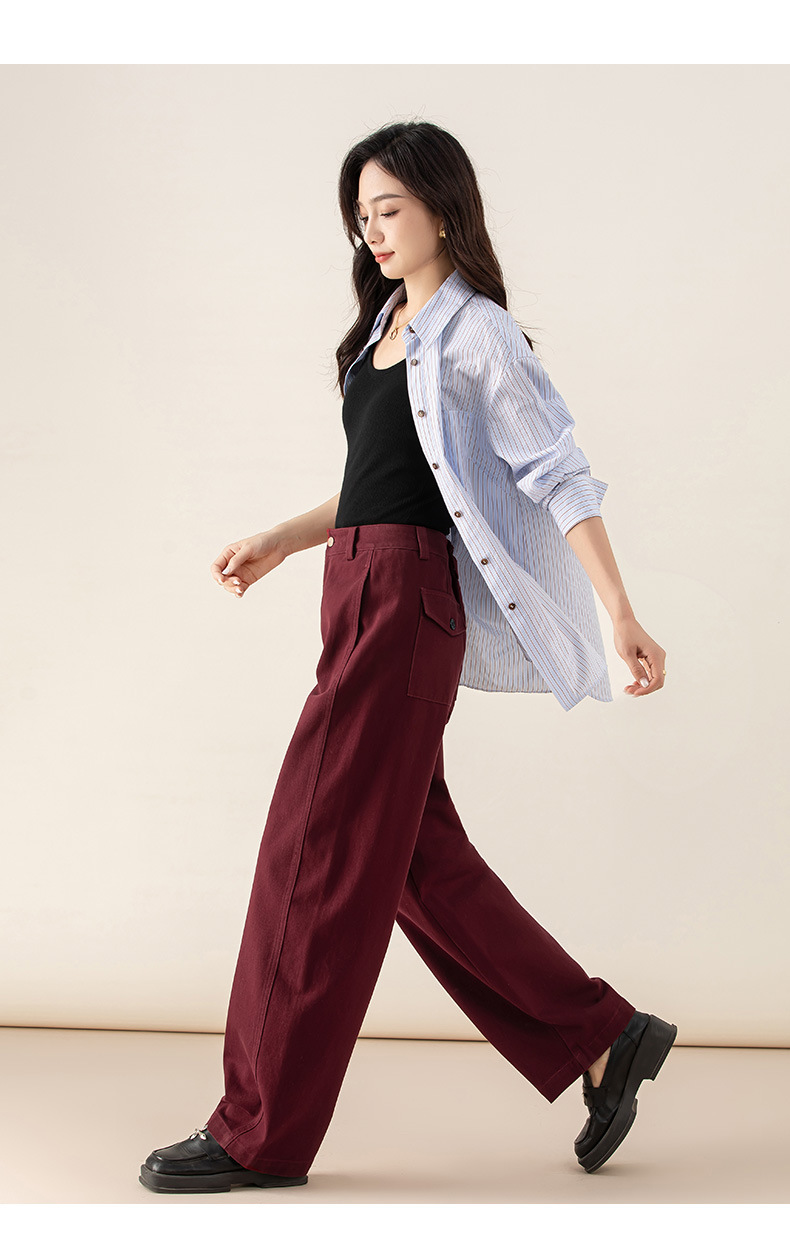 Quần jean nữ ống rộng phong cách Hong Kong chất cotton Tencel dáng rộng — Màu trắng nhạt chi tiết 30