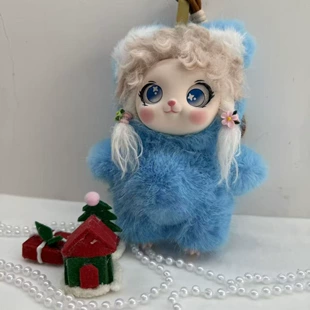 Мягкая игрушка-котик с косичками подвеска на сумку
