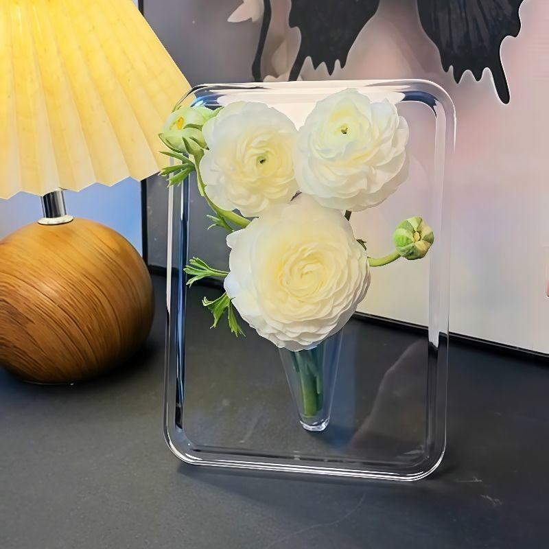 定制相框花瓶透明亚克力花瓶ins风桌面创意小花瓶插花瓶高级感|undefined