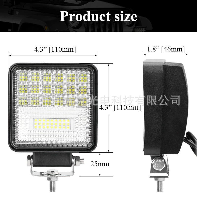 LED-фары, квадратный внедорожник, вспомогательные огни, 4 дюйма, 135 Вт