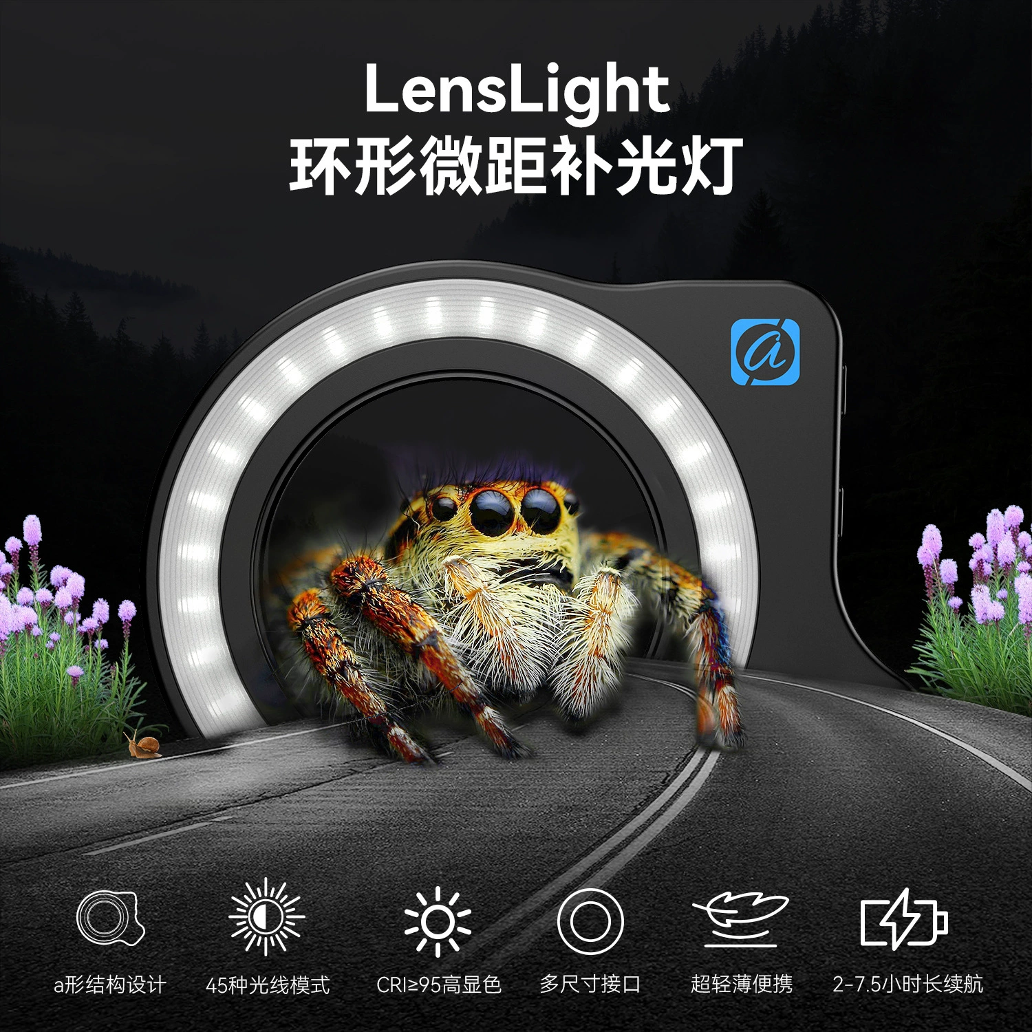 APEXEL новый макрообъектив с трехцветной пятиступенчатой ​​регулировкой, интерфейс 52 мм и 37 мм, специальный заполняющий свет