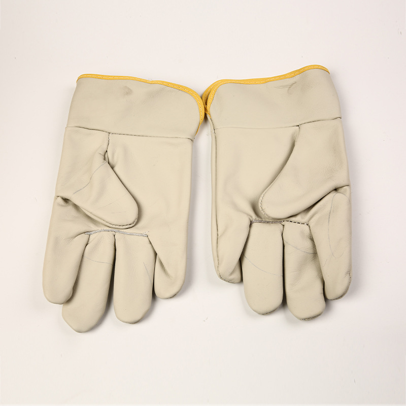 批发现货司机浅色短款电焊手套吸汗隔热透气电焊手套劳保防护手套