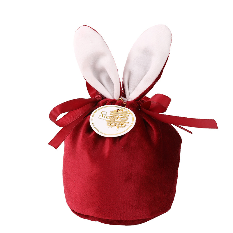 Nueva bolsa de dulces de terciopelo de orejas de conejo caja de regalo caja de dulces de boda caja de dulces de boda dama de honor regalo creativo