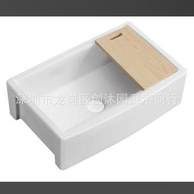 レトロなアメリカの台所の耐火物の陶磁器の水槽の大きい単槽の白い前置版の埋め込み式の野菜のたらいの皿洗いの池|undefined