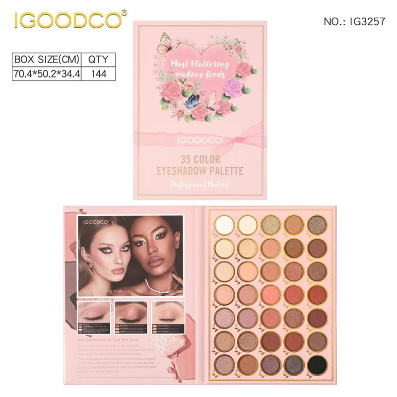 IGOODCO nueva portada de belleza transfronteriza perlada opaca sombra de ojos brillante blush lipstick multifuncional bandeja de maquillaje image 9