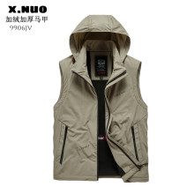 加绒马甲男秋冬季加厚保暖外穿背心宽松大码防风休闲连帽坎肩外套