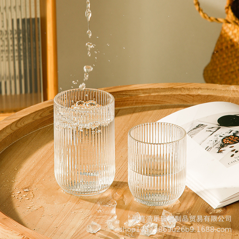 Wholesale European-style vertical grain primary color wine glass cup champagne cup ice cream bowl creative elegant household hotel wine set