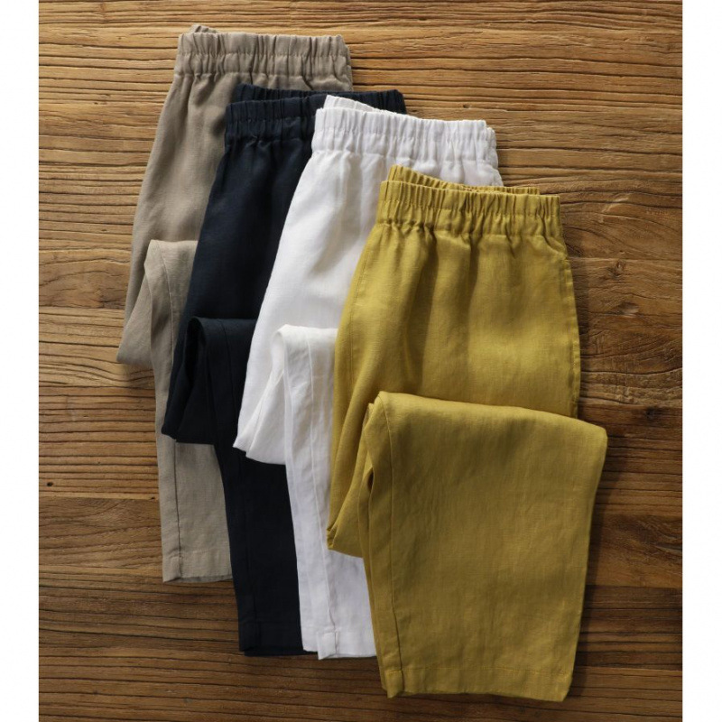 Elastic Waist Cotton Linen Petite Harem Pants for Women, Summer Thin Style, Plus Size, High Waist, Slimming, Versatile, Loose Casual Capri Pants