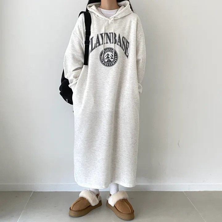 clothing慵懒风批发卫衣连衣裙女春秋季薄款韩版宽松长款过膝孕妇