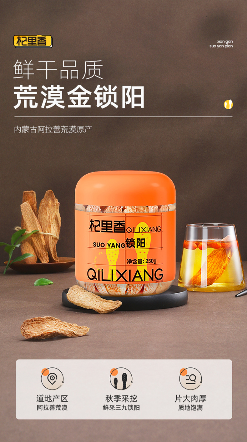 Dried Cynomorium Songaricum Slices Suo Yang 250g Alxa Origin Sun Dried Herbal Decoction Pieces overview