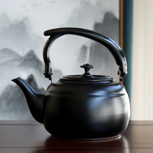 WI25 wholesale ceramic teapot, black classical small teapot, stainless steel children's tea art glass kettle