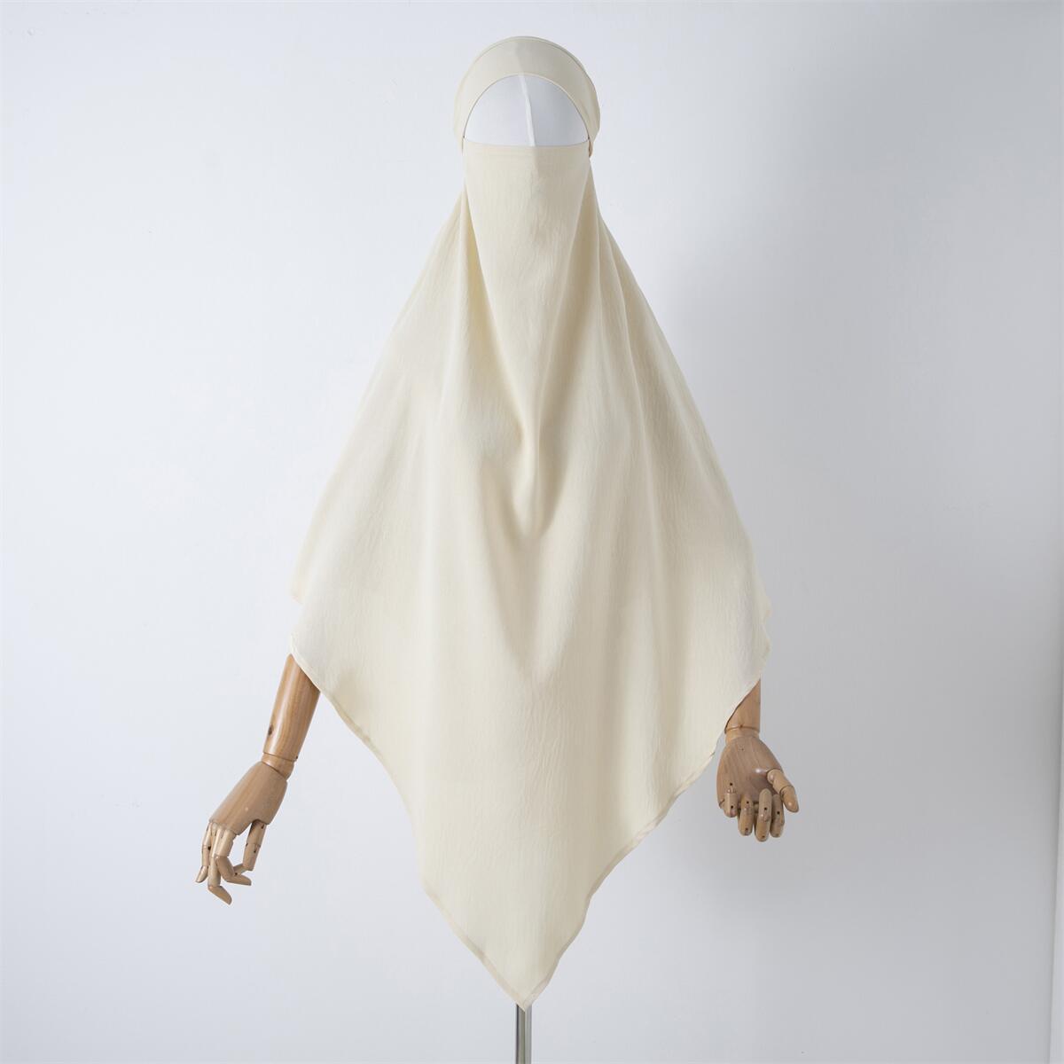 Damenbekleidung einfarbige Spitze Muslim Doppelschicht Kopftuch_voghion.com