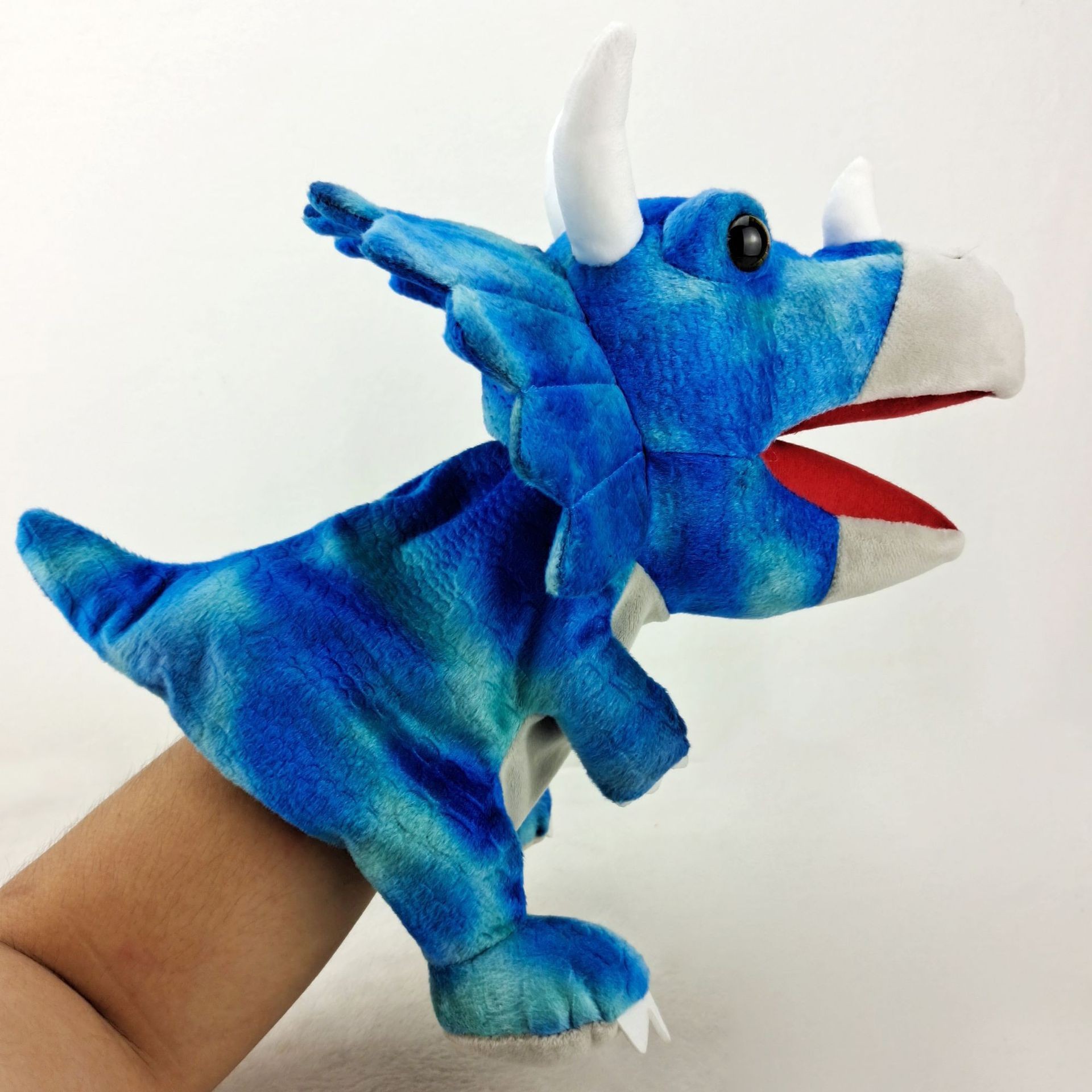 Dragón año dinosaurio en stock juguete de peluche Canglong animal educativo muñeca de títeres kindergarten historia contando apoyos muñeca