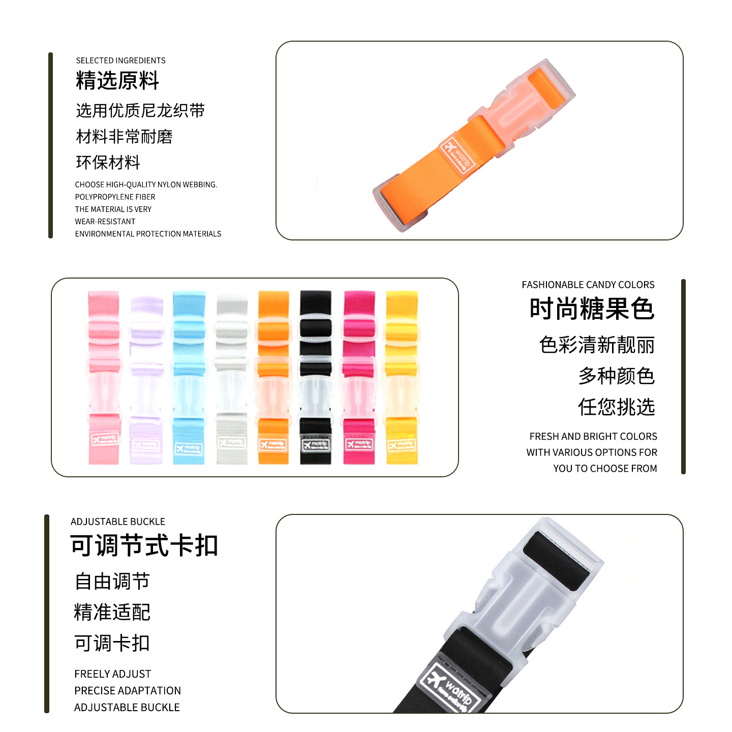 Bolsa viaje externa percha fijación cruzada gancho seguridad