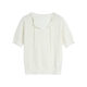 Temperament Commuting Casual Round Neck Short Sleeve Apricot Knitted Sweater Women's 2025 Summer New High-End Beaded Top