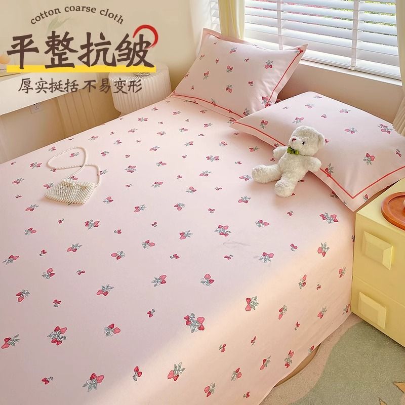 Un tipo de tela gruesa vieja 100% sábana, algodón de una sola pieza, funda de almohada de lino doble de verano, juego de tres piezas