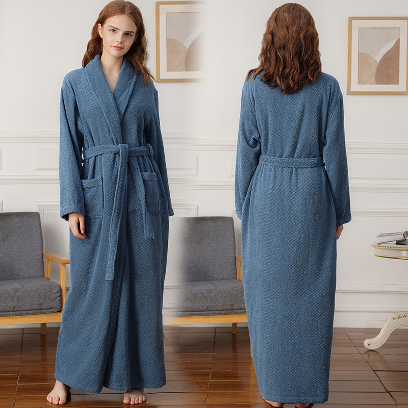 Towel Material Thickened Long Bathrobe Hotel Couple Ladies Nightgown Absorbent Bathrobe Cross-Border Amazon Dropshipping