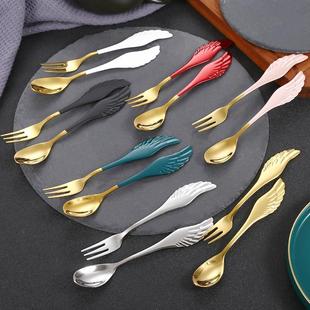 304 National Trend Stainless Steel Tableware Spoon Fork Wings Fruit Fork Stirring Spoon Coffee Dessert Spoon and Fork Set
