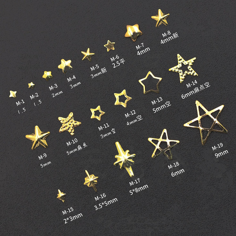 Four-Pointed Star and Moon Rivets Five-Pointed Star Metal Nail Patch Rivets Octagonal Star Japanese Nail Art Jewelry Wholesale Star