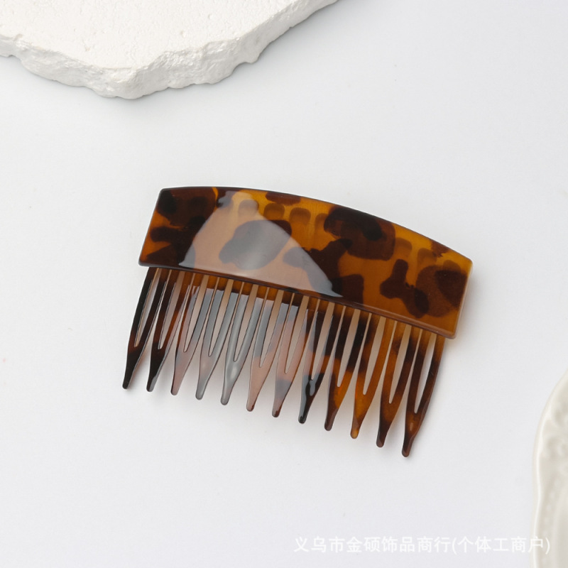 初秋美拉德色系豹纹款12齿高颅顶神器简约温柔倒插梳复古高级头饰|undefined