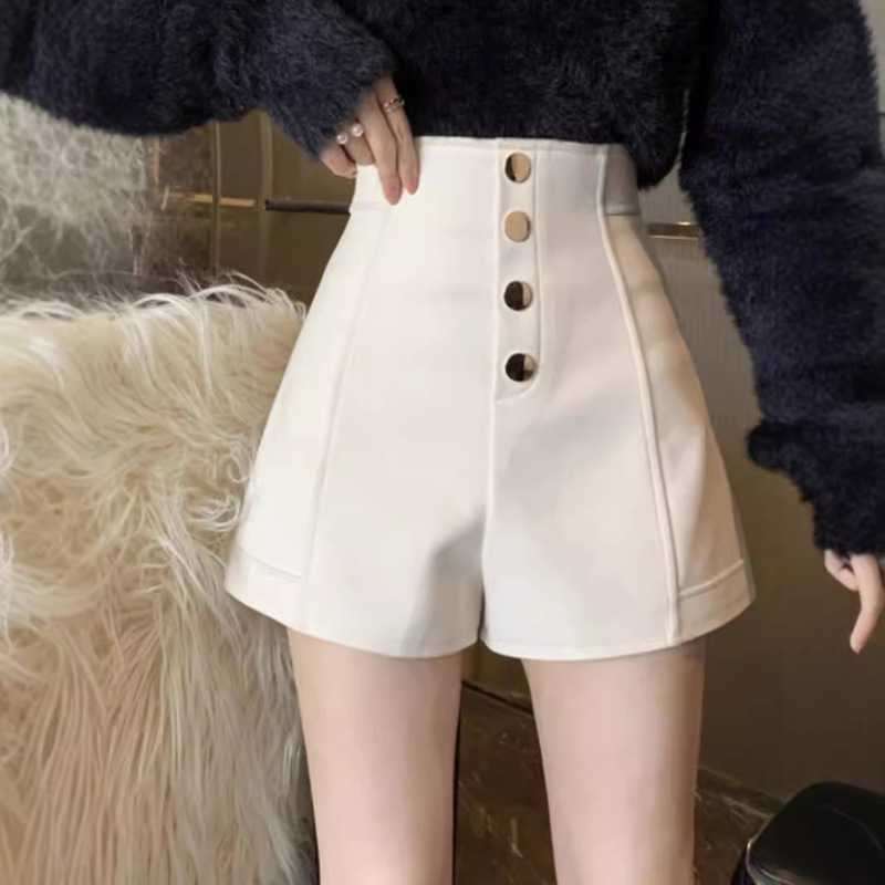 2025 Spring and Summer Off-White Suit Shorts Women's Shorts High-Waisted Versatile Slim Outer Wear Wide-Leg Boot Pants