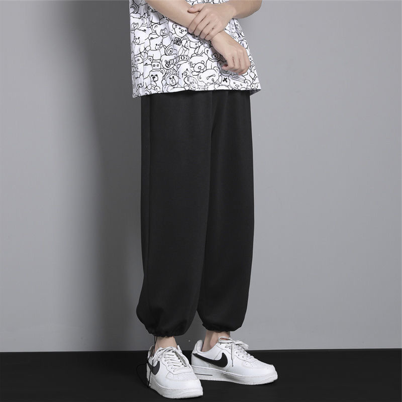 Pantalones casuales de otoño para hombres sueltos rectos versátiles pantalones cortos de moda de los hombres coreanos deportivos para estudiantes pierna ancha de los hombres