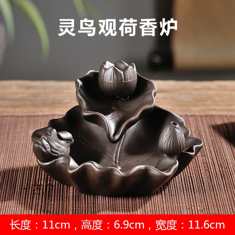 Yixing Purple Clay Backflow Благовония Подсвечник — Лотос монаха керамический арома-гривень, маленький 0.4 кг