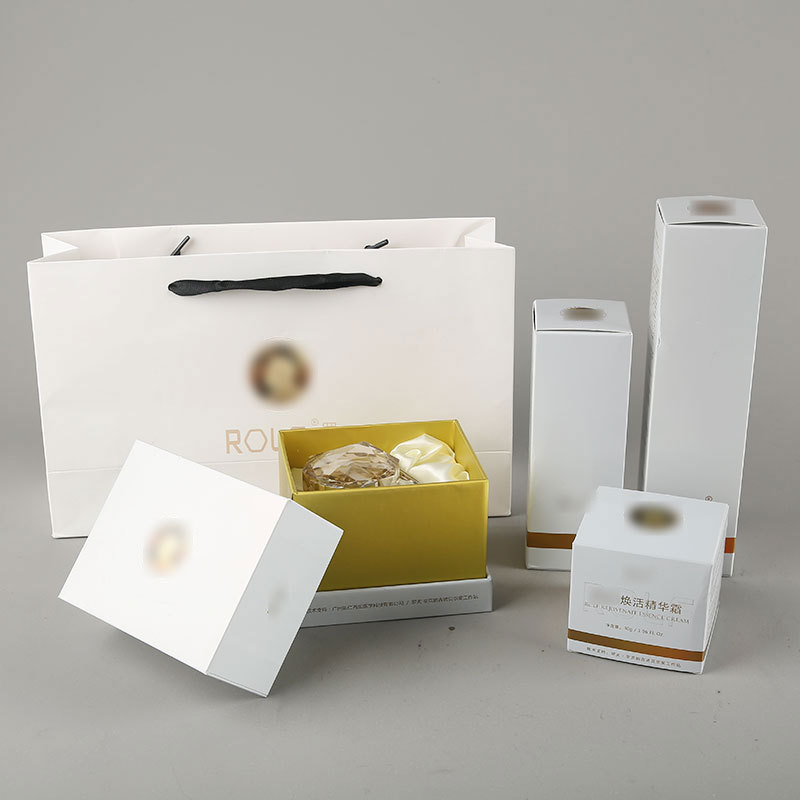 厂家定做护肤品套装礼品盒手提纸袋定制 创意化妆品包装盒定制