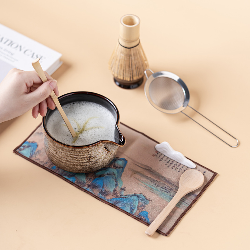 跨境日式陶瓷抹茶碗抹茶套装百本立茶筅立釉窑变宋蕴抹茶套装|undefined