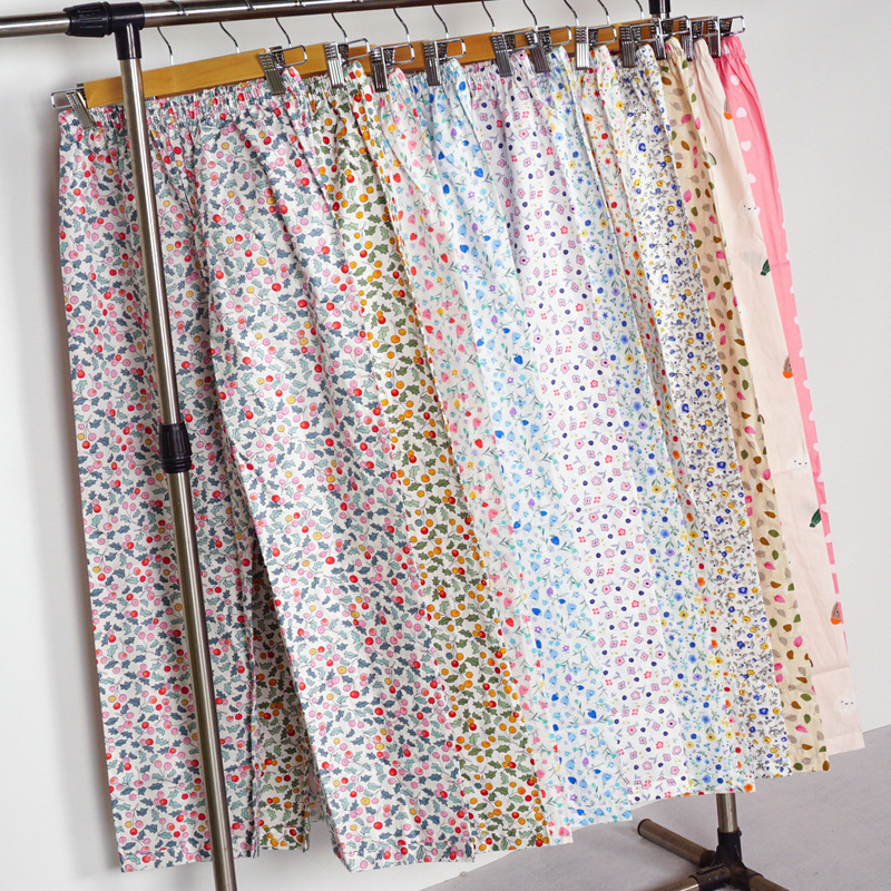 Woven Women's Fertilized Plus Size Cotton Home Floral Pajama Pants Women's Summer Cotton Pajama Pants Home Pants