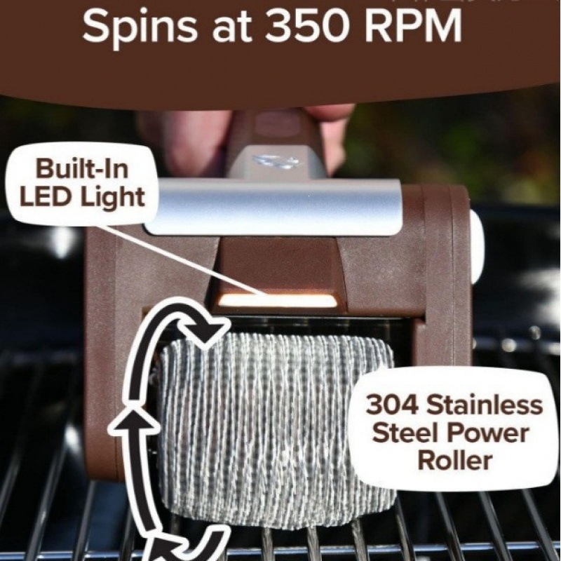 Wholesale 304 rodillos de acero inoxidable cepillo de barbacoa con luz LED sin cepillo de limpieza de pelo limpio de parrilla de barbacoa transfronteriza