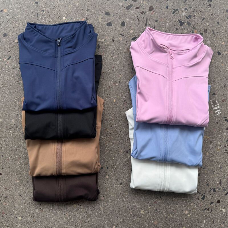 Slim-Fitting Stand-Up Collar Yoga Jacket for Women, Long-Sleeved Sports Fitness Jacket, Tight-Fitting Elastic Breathable Running Top