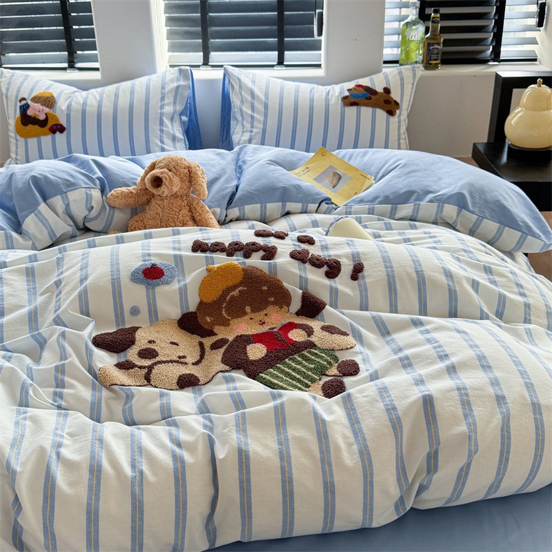 Class A ins Cute Baby Puppy Mother and Infant Grade Cotton Four-piece Set 1.51.8 m Student Dormitory Cotton Three-piece Set