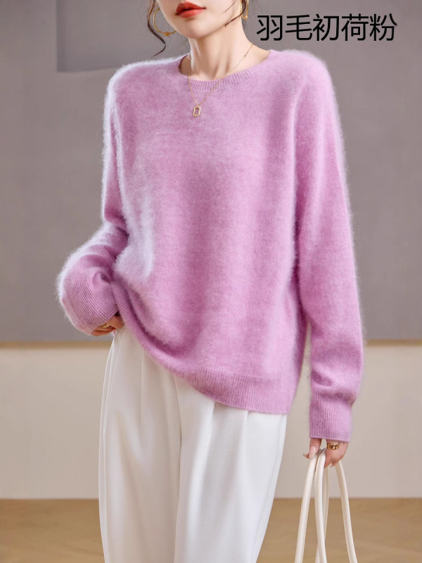 【起毛シリーズ】カシミヤ5% ウール95% ラウンドネック/Vネック シームレス起毛カシミヤセーター レディース セーター 25年新作|undefined