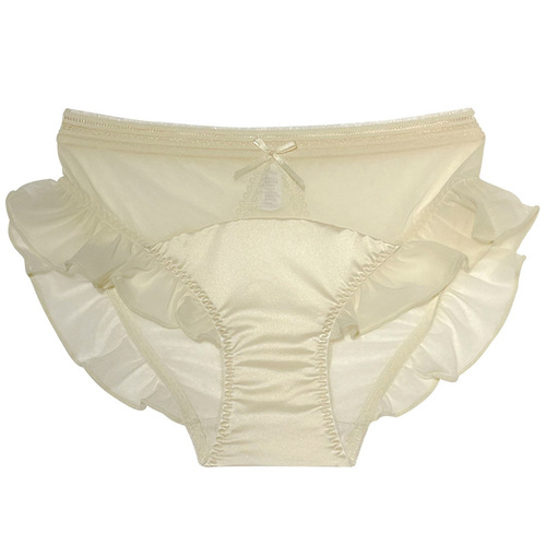 Japanese sweet pure desire mesh panties for women summer thin lace sexy mid-waist breathable bow girl briefs